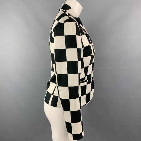 LOVE MOSCHINO Size 6 Black & White Checkered Cotton Jacket