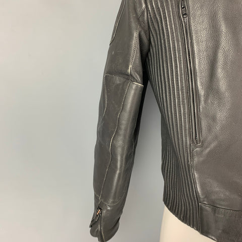 WENDEL Size M Black Leather Motorcycle Jacket