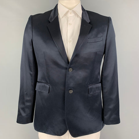 BURBERRY PRORSUM Size 42 Navy Viscose Silk Notch Lapel Sport Coat