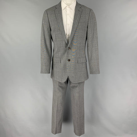 J. CREW Size 38 Regular Dark Gray Glenplaid Wool Notch Lapel Suit