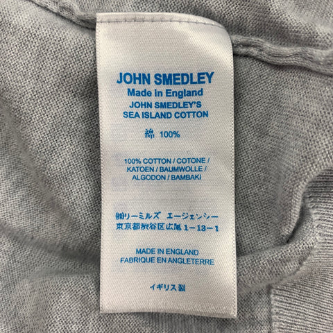 JOHN SMEDLEY Size L Light Grey Heather Cotton Crew-Neck Pullover
