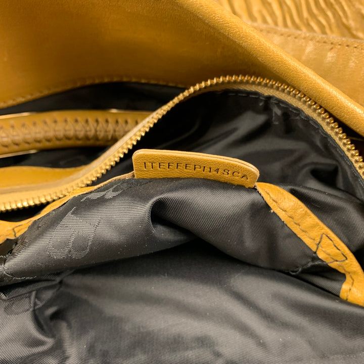 BURBERRY PRORSUM Mustard Ruched Leather Tote Handbag