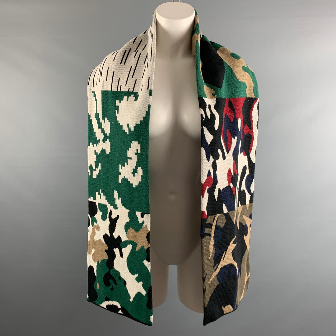GOSHA RUBCHINSKIY Bufanda de punto de mezcla de algodón con camuflaje multicolor