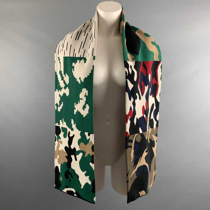 GOSHA RUBCHINSKIY Multi-Color Camoflage Cotton Blend Knitt Scarf