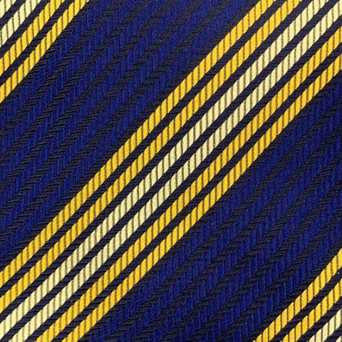 PAUL SMITH Navy & Yellow Diagonal Striped Silk Tie