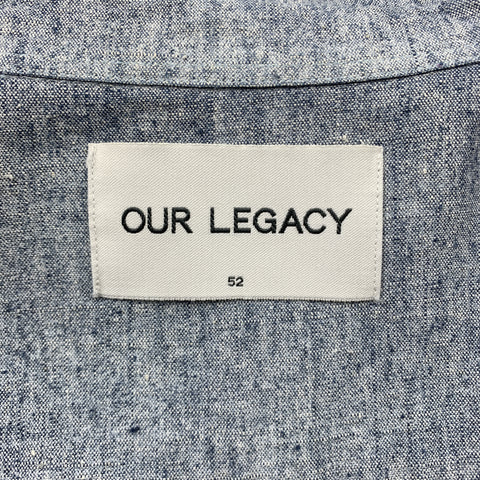 OUR LEGACY Size 42 Blue Chambray Hemp Blend Long Sleeve Shirt