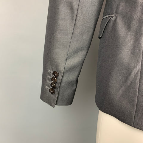 DOLCE & GABBANA Martini Size 38 Regular Charcoal Wool / Silk Peak Lapel Sport Coat