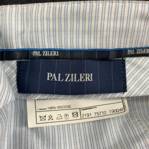 PAL ZILERI Size 36 Charcoal Virgin Wool Flat Front Dress Pants