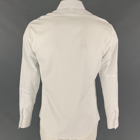 THOMAS PINK White Collection Size M White Stripe Cotton Hidden Placket Long Sleeve Shirt