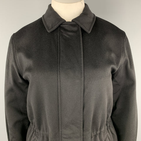 LORO PIANA Size 12 Black Cashmere STORM SYSTEM Drawstring Jacket