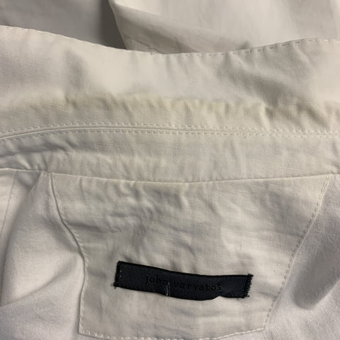 JOHN VARVATOS Size 36 White Cotton / Linen Silver Embossed Metal Buttons Sport Coat