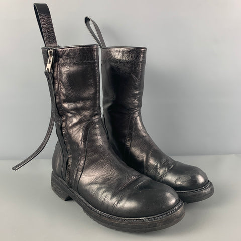 RICK OWENS Talla 8 Botas con cremallera lateral de cuero negro