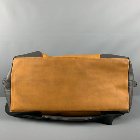 TED BAKER Beige Taupe Color Block Leather Overnight Bags