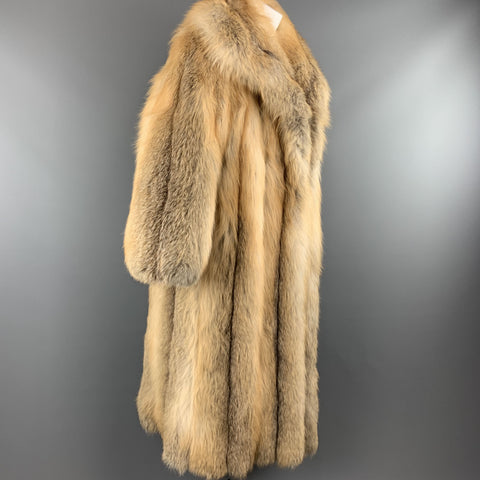 Vintage CUSTOM MADE M Gold Red Fox Fur Long Coat