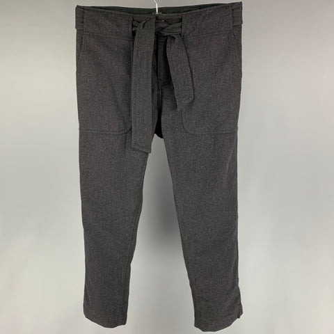 HANSEN Size L Charcoal Wool Polyester Belted Winter Trouser Pants