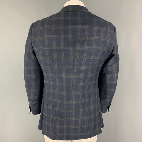 ERMENEGILDO ZEGNA Size 42 Regular Navy Olive Plaid Wool Suit