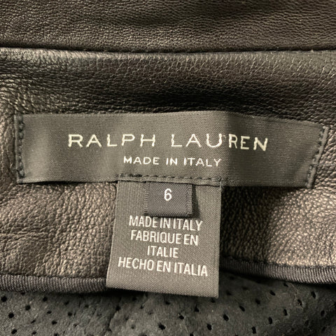 RALPH LAUREN Size 6 Black Perforated Lamb Leather Safari Jacket