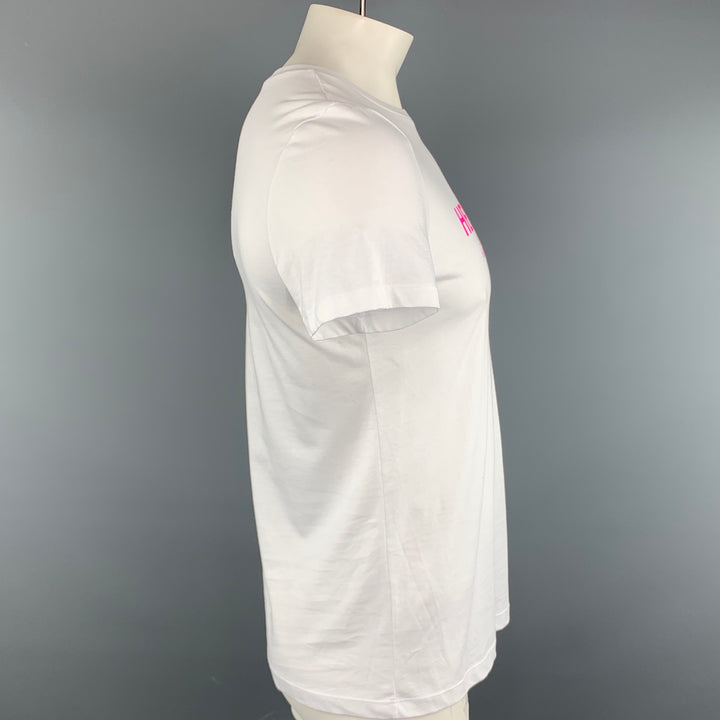 HELMUT LANG Taille L T-shirt à col rond en jersey édition limitée avec logo blanc