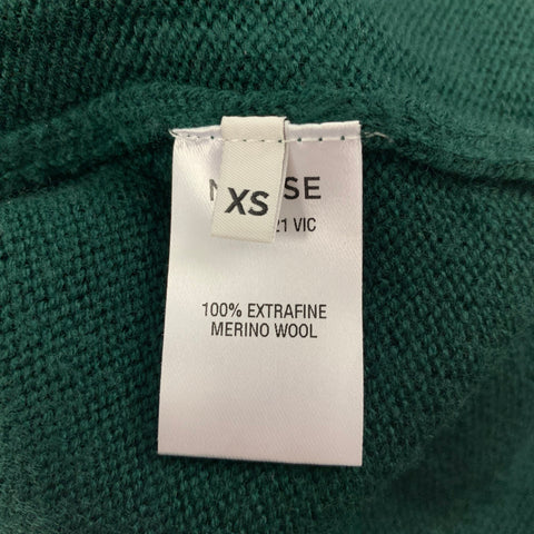 MONSE Taille XS Vert Tricoté Laine Mérinos Dos Ouvert Dos Nu Long Cardigan