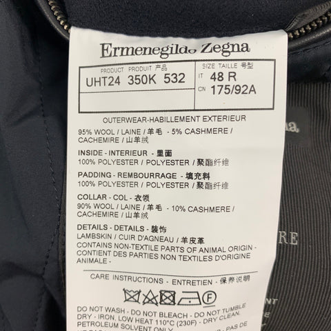 ERMENEGILDO ZEGNA Size 48 Black Wool Cashmere Jacket