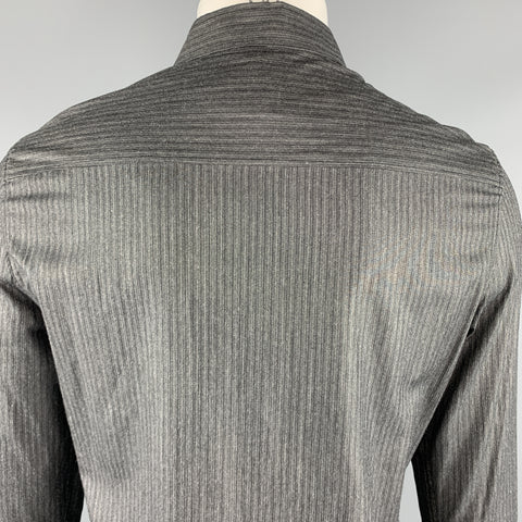 JUST CAVALLI Taille S Chemise à manches longues en mélange de viscose rayée charbon de bois brodée