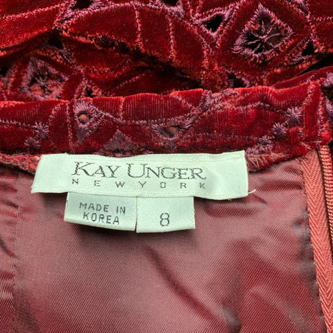 KAY UNGER Taille 8 Pantalon habillé en rayonne de soie bordeaux
