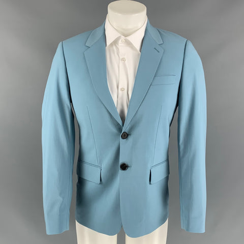 SANDRO Size 36 Light Blue Wool Notch Lapel Suit