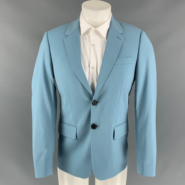 SANDRO Size 36 Light Blue Wool Notch Lapel Suit