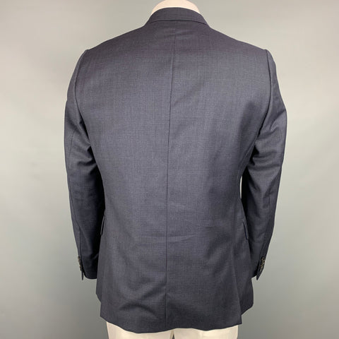 PAUL SMITH Soho Fit Size 44 Regular Navy & Burgundy Grid Wool Notch Lapel Sport Coat