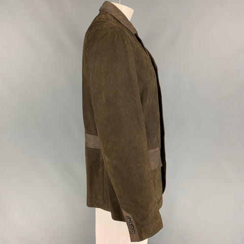 JOHN VARVATOS Size 44 Brown Distressed Lamb Skin Leather Coat