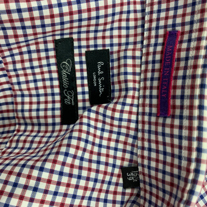 PAUL SMITH Size M Red & Blue Checkered Cotton Button Down Long Sleeve Shirt