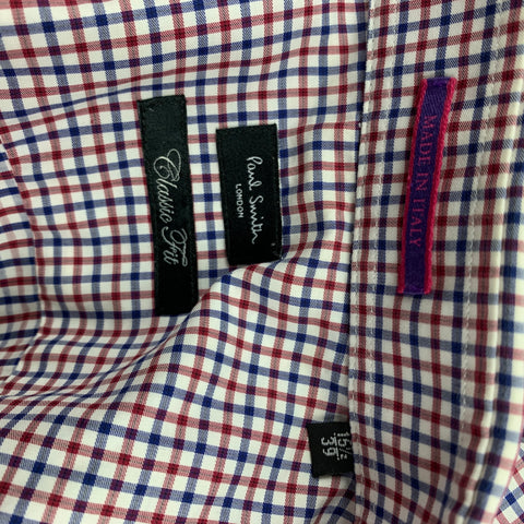 PAUL SMITH Taille M Chemise à manches longues boutonnée en coton à carreaux rouge et bleu