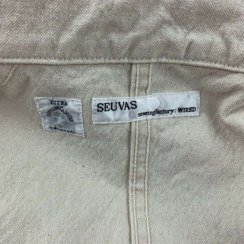 SEUVAS Size L Beige Cotton Worker Jacket