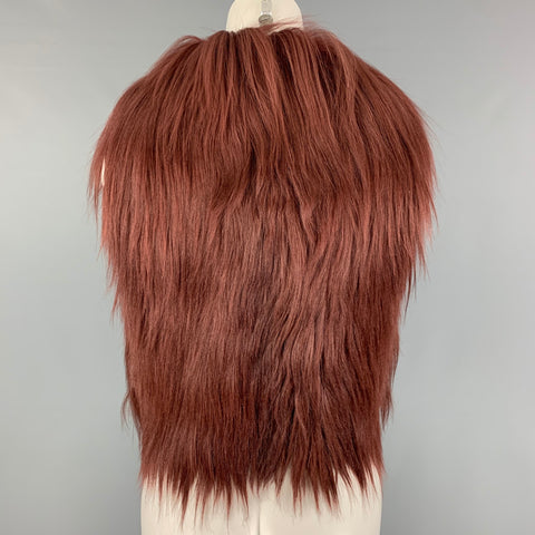 TRESCHIC FURS Chaleco con frente abierto de piel de cordero burdeos Talla S