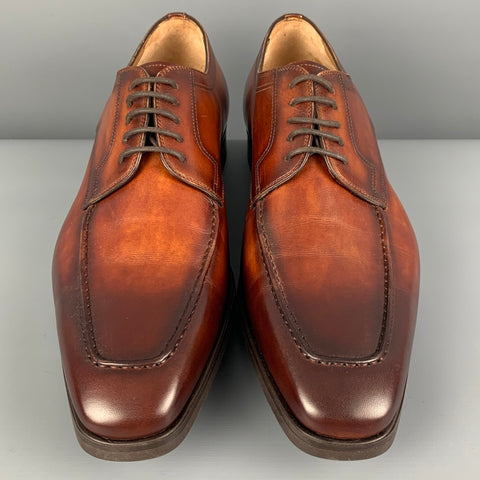 MAGNANNI Size 9 Brown Antique Leather Lace Up Shoes