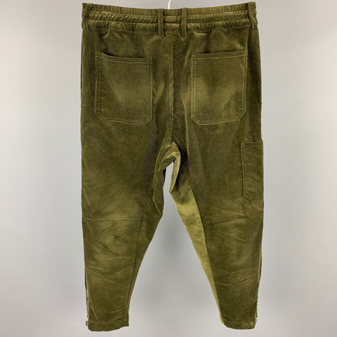 GOLDEN GOOSE Size M Olive Corduroy Cotton Elastic Waistband Casual Pants
