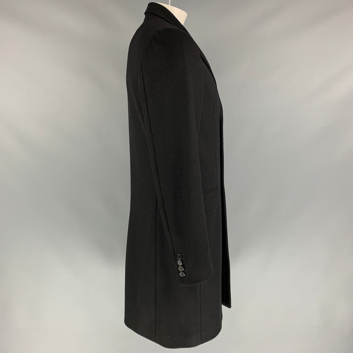 GIVENCHY Size 42 Black Wool Blend Notch Lapel Coat