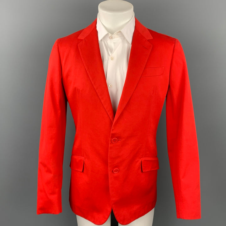 BOTTEGA VENETA Size 42 Red Cotton Notch Lapel Sport Coat