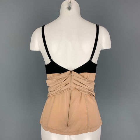 D&G by DOLCE & GABBANA Size 2 Beige Black Rayon Lace Bustier Dress Top