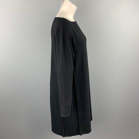 TSE Size M Black Knitted Cashmere Mid-Calf Boat Neck Dress