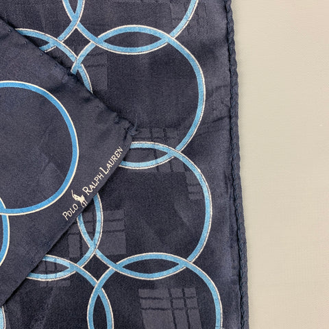 POLO by RALPH LAUREN Navy Blue Circles Silk Pocket Square