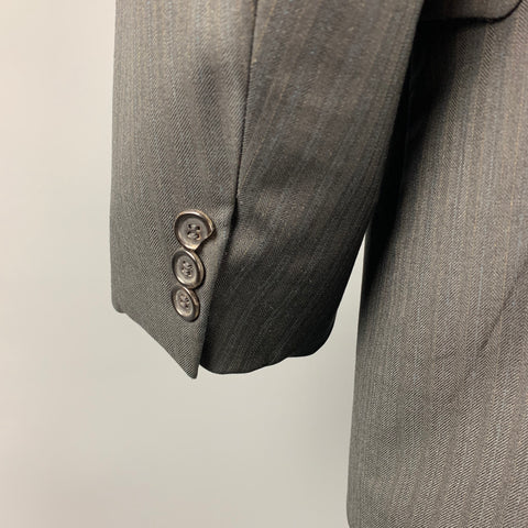 PRADA Size 40 Charcoal Stripe Virgin Wool Notch Lapel Suit