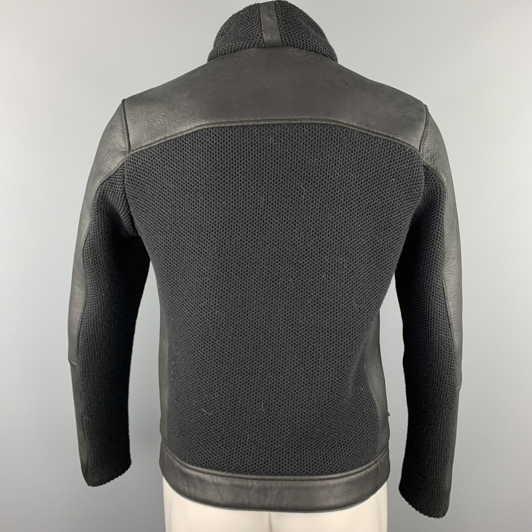 ARMANI COLLEZIONI Size 38 Black Mixed Materials Wool / Acrylic Asymmetrical Jacket