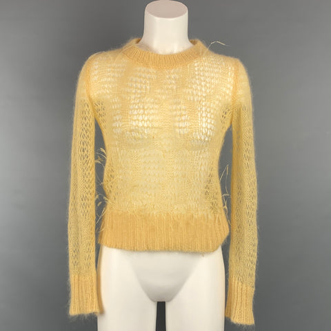 NON. 21 Taille 2 Pull en Mohair à plumes texturées tricoté jaune