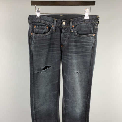 Vaqueros con bragueta de botones de algodón lavado negro talla 30 de EVISU