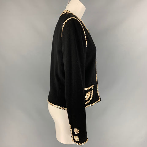 Vintage CHEAP and CHIC by MOSCHINO Size 10 Black Wool Applique Jacket