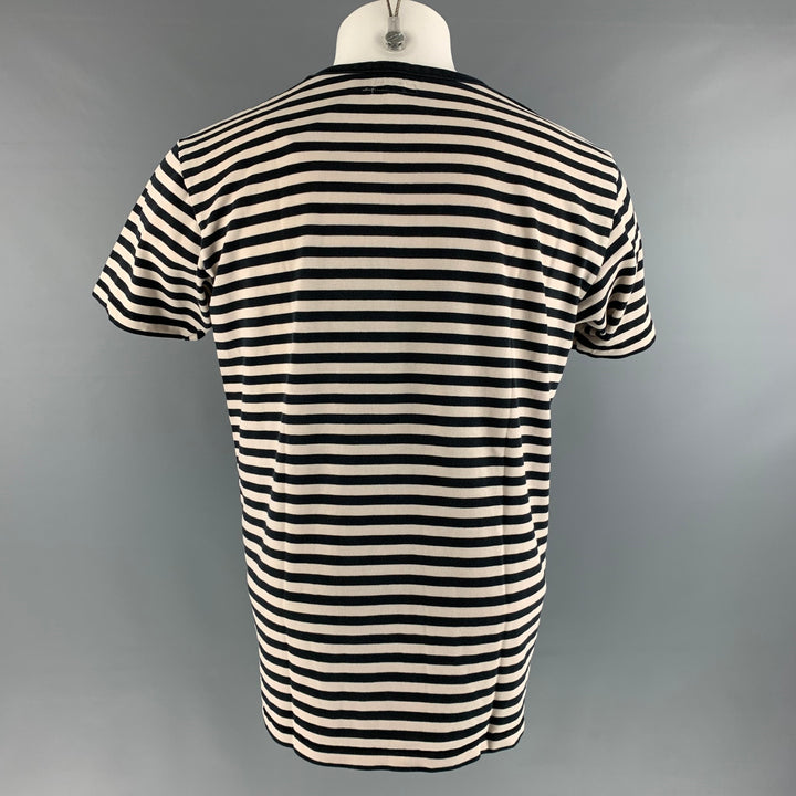 KNICKERBOCKER Size M Black Cream Stripe Cotton Jersey T-shirt