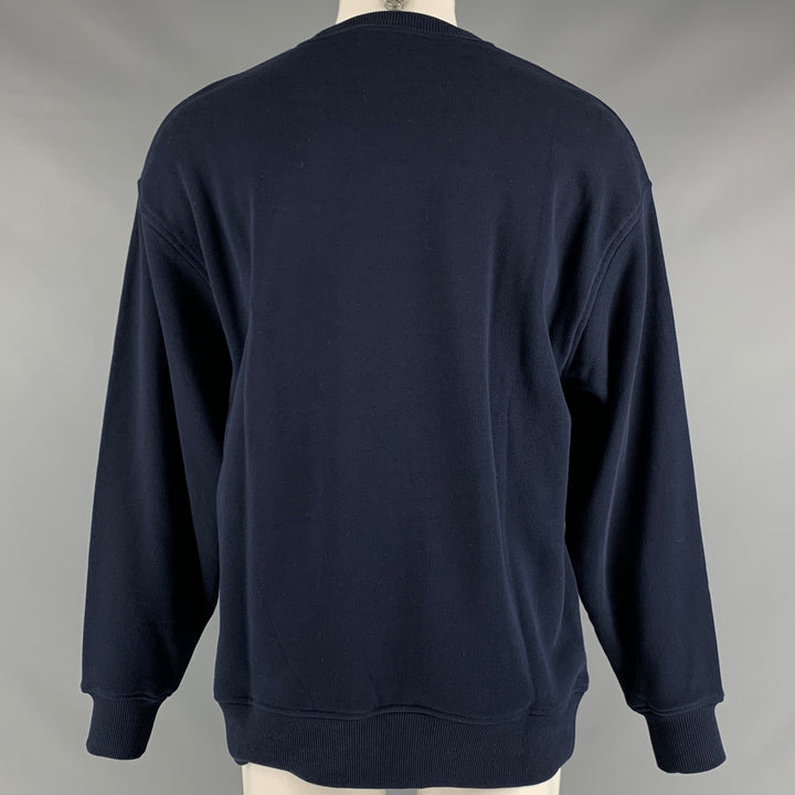 ACNE STUDIOS Size S Navy Embroidery Cotton Crew-Neck Sweatshirt