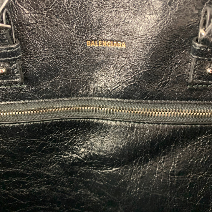 BALENCIAGA Jumbo XL  Black Textured Leather Tote Handbag