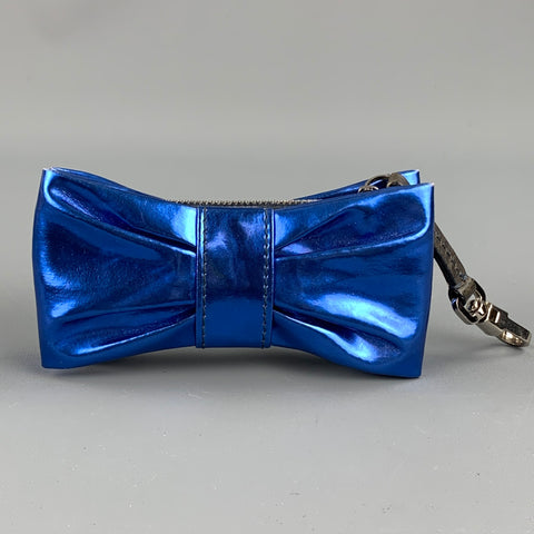 MOSCHINO Blue Patent Leather Bow Key Chain